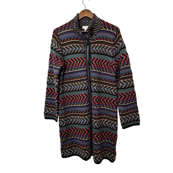Multicolor Patterned Women's Sweater Coat - Picture 8 of 10